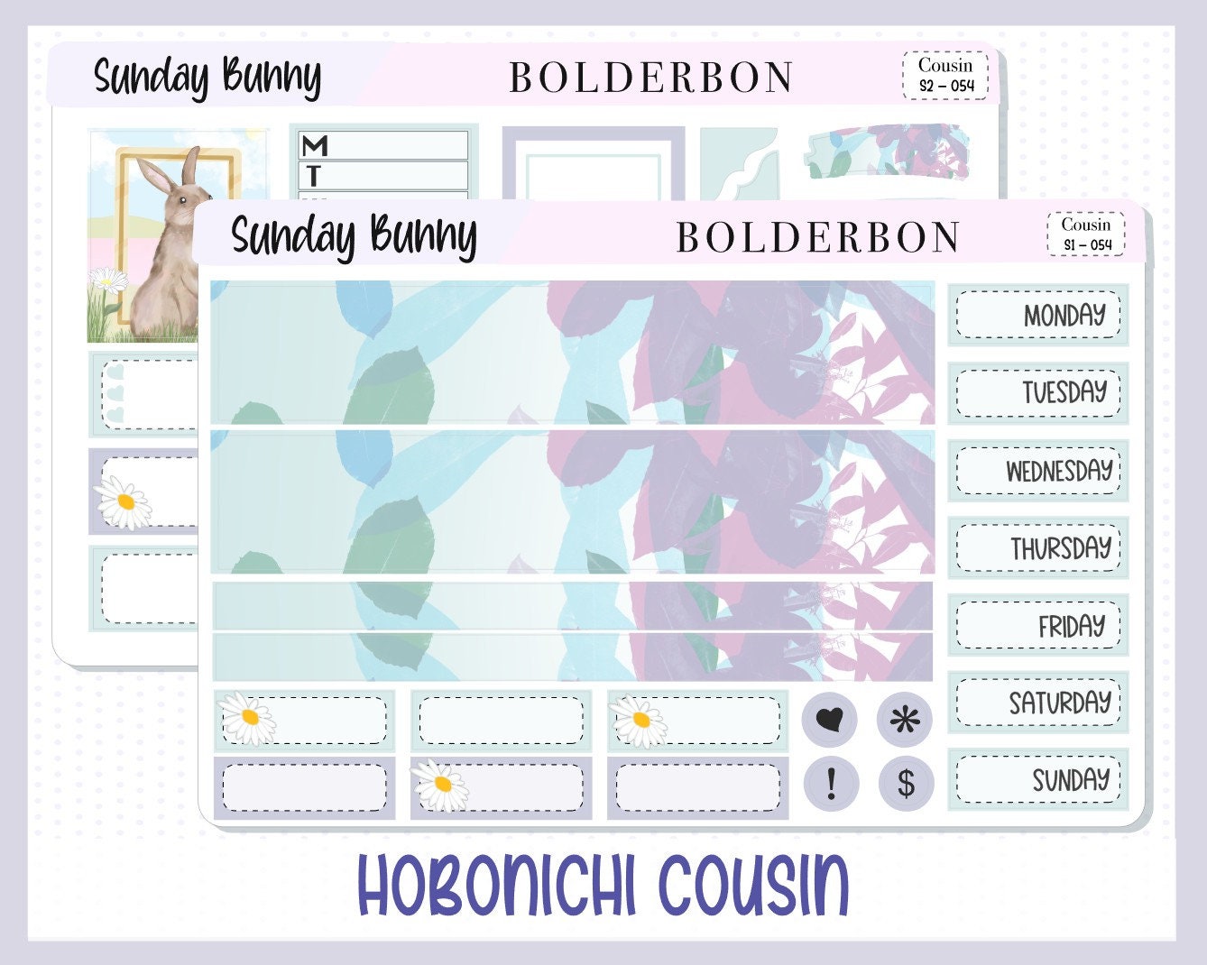 SUNDAY BUNNY || Hobonichi Cousin Planner Sticker Kit