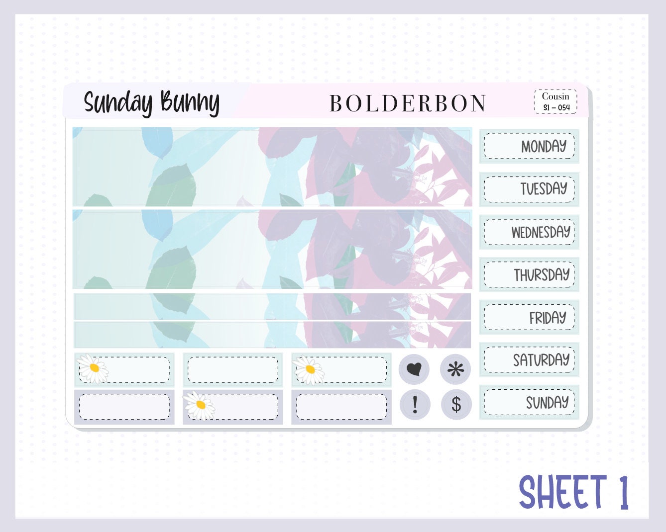 SUNDAY BUNNY || Hobonichi Cousin Planner Sticker Kit