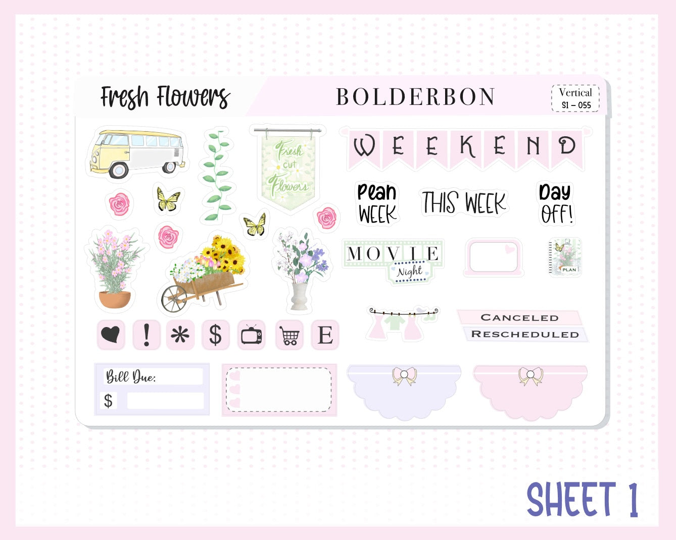 FRESH FLOWERS || 7x9 Vertical Planner Sticker Kit