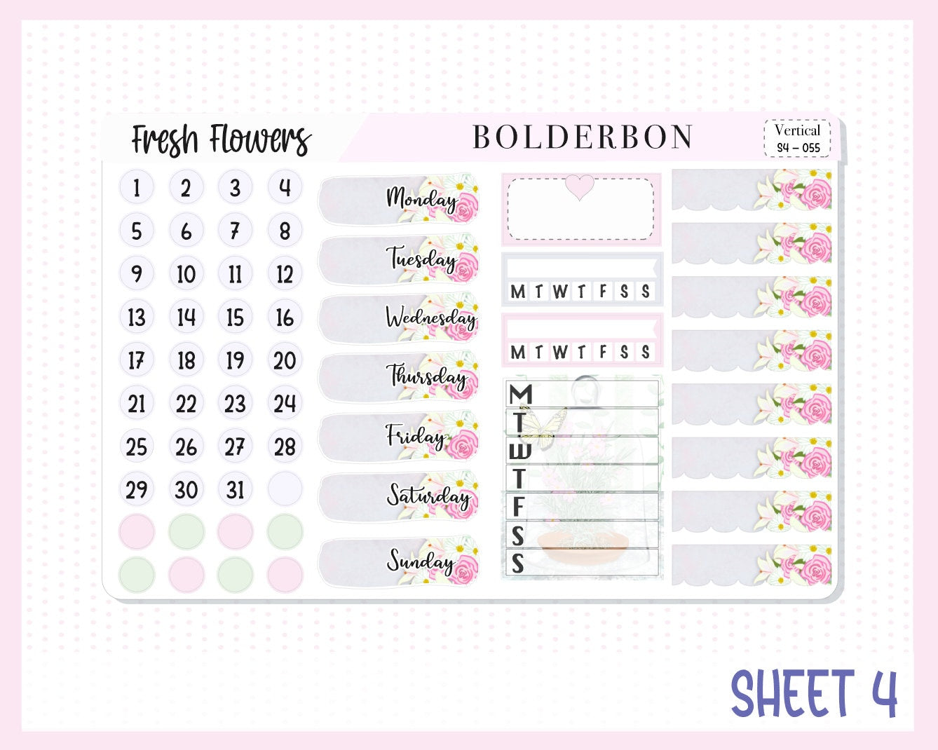 FRESH FLOWERS || 7x9 Vertical Planner Sticker Kit