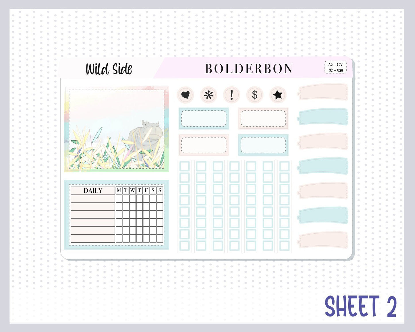 WILD SIDE || A5 Compact Vertical Planner Sticker Kit