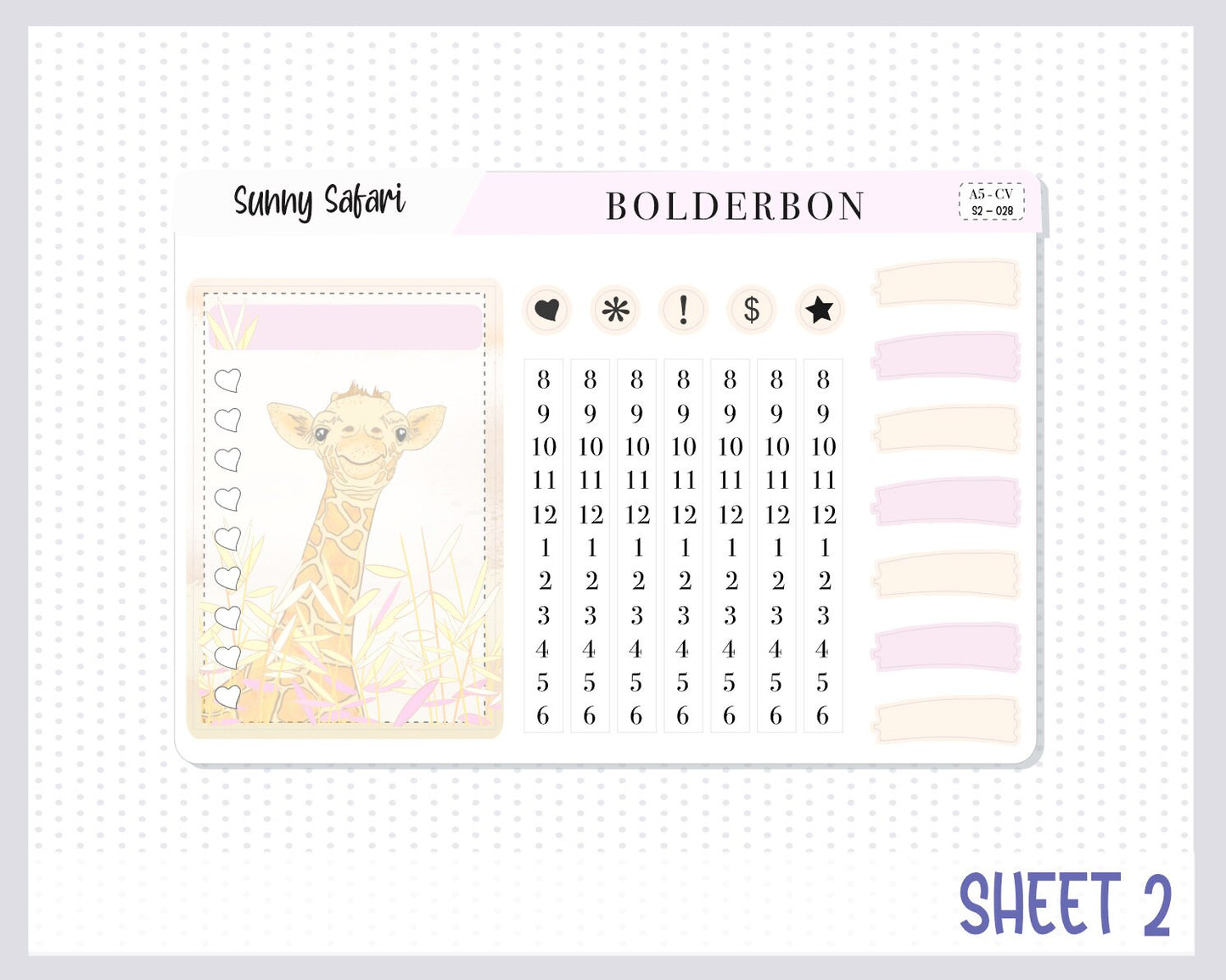 SUNNY SAFARI || A5 Compact Vertical Planner Sticker Kit