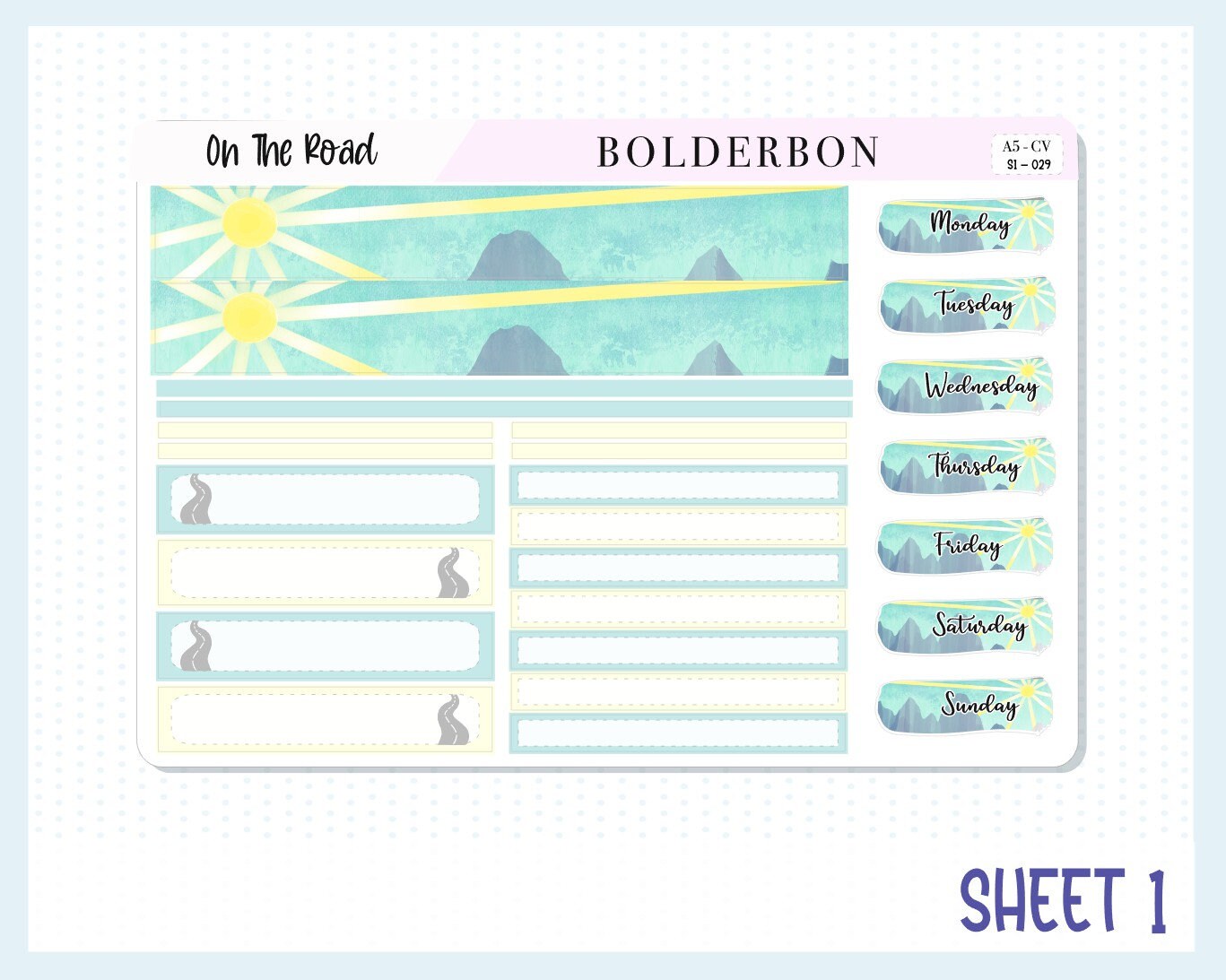 COMPACT VERTICAL || "On The Road" A5 Weekly Planner Sticker Kit, Road Trip, Adventure, Trip, Vacation, Hiking, Outdoors, Nature