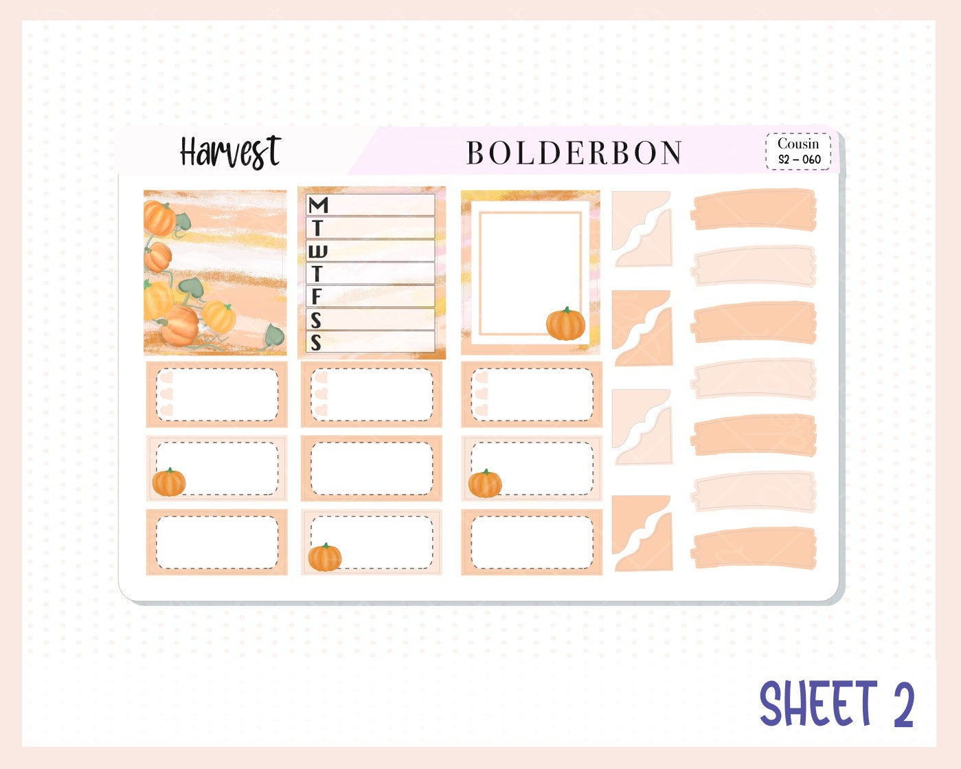 HARVEST Hobonichi Cousin || Weekly Planner Sticker Kit Hand Drawn