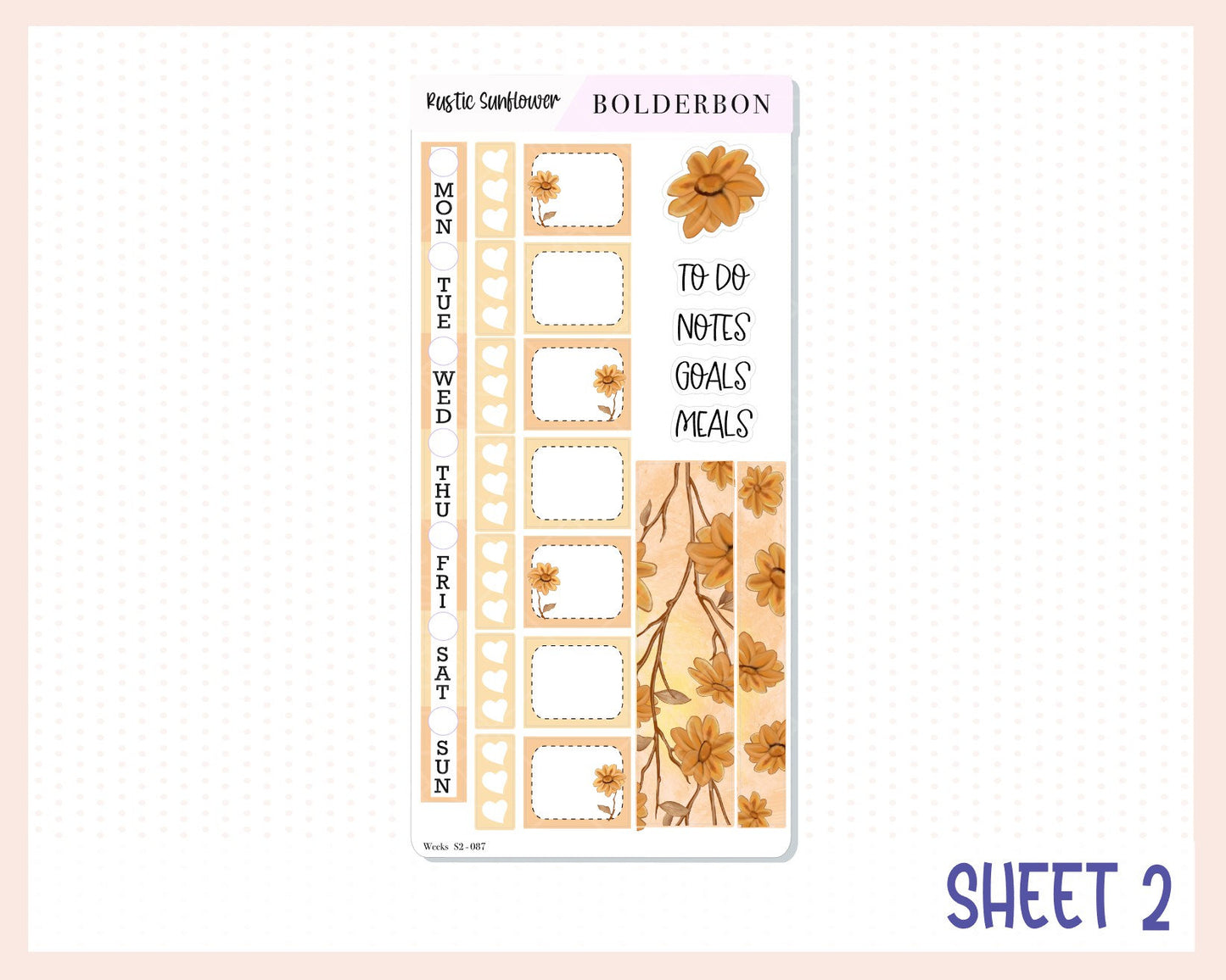 RUSTIC SUNFLOWER Hobonichi Weeks || Weekly Planner Sticker Kit