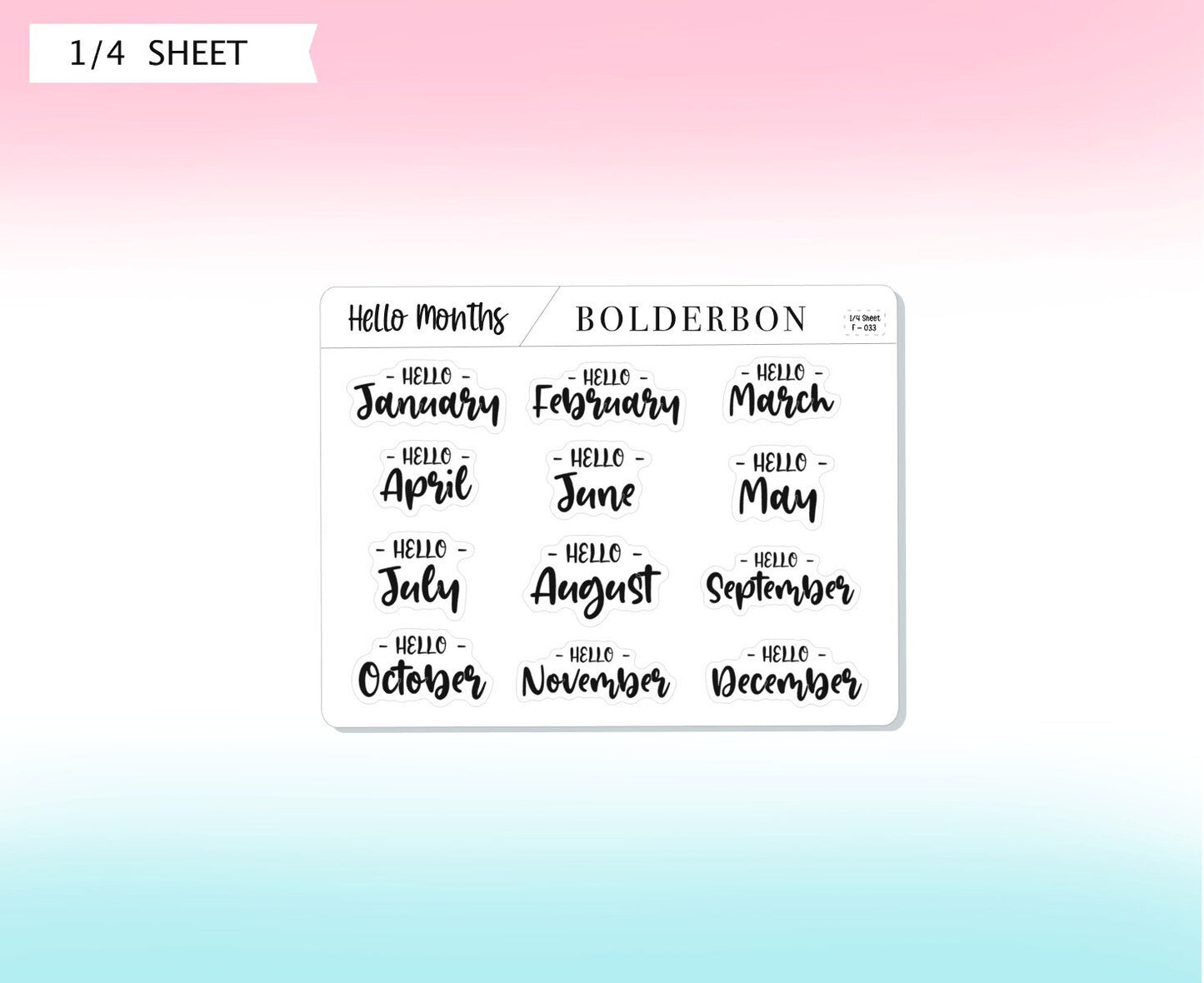 HELLO MONTH Stickers || Script, Printed, Header, Monthly, Planner, Handlettering, Calendar, Cursive