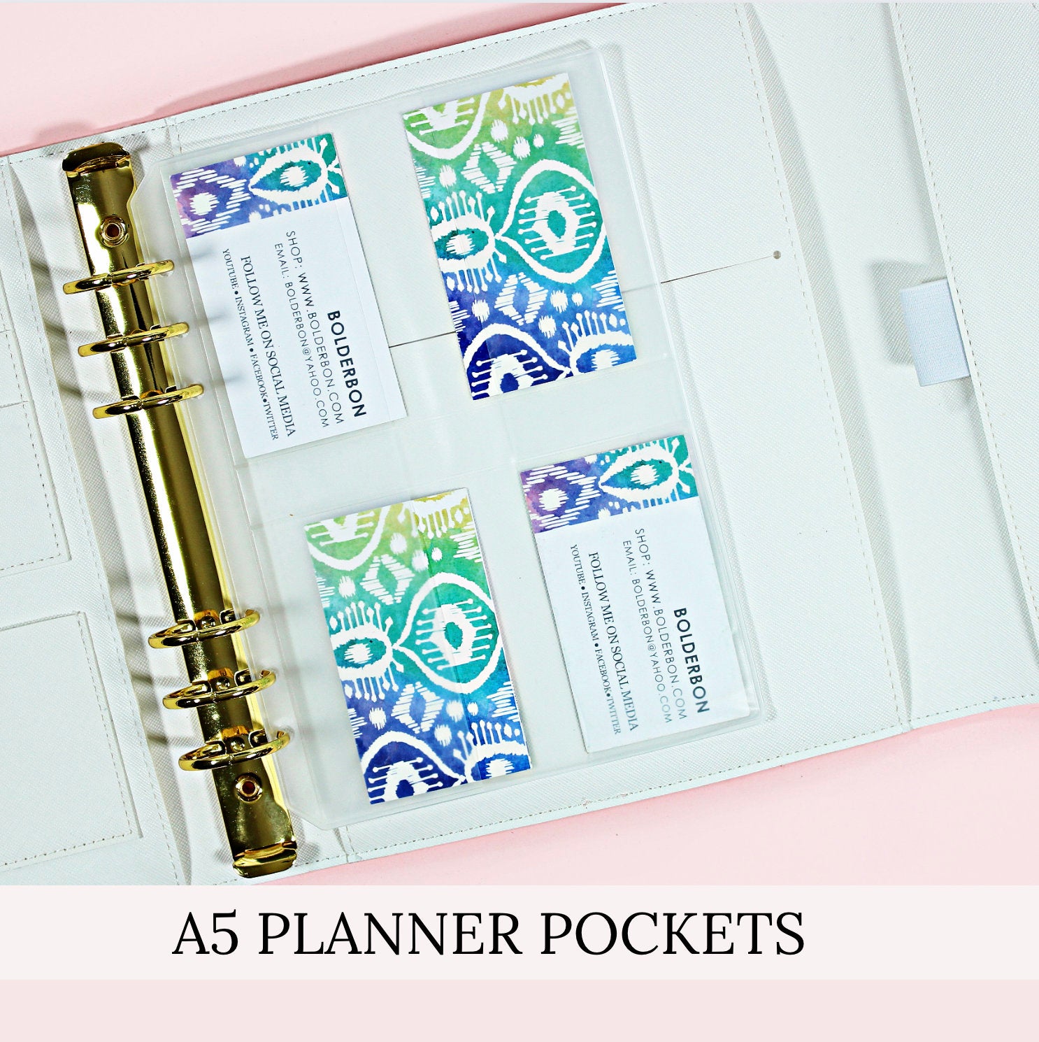 A5 PLANNER POCKET || 4 Pocket Card Holder, Frosted Clear Pouch, Sleeve Bolderbon A5 PLANNER POCKET || 4 Pocket Card Holder, Frosted Clear Pouch, Sleeve Bolderbon