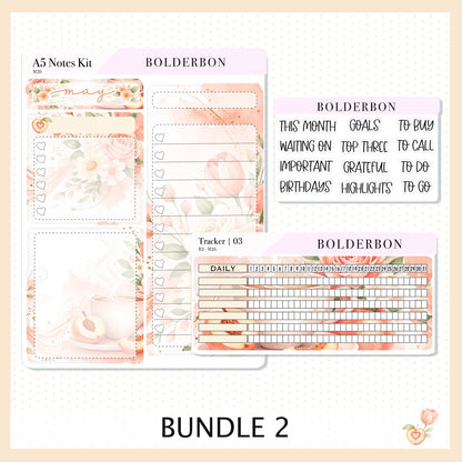 MAY A5 Notes Kit || Peach Blossom, Planner Sticker Kit for Erin Condren Planners