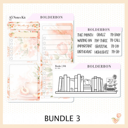 MAY A5 Notes Kit || Peach Blossom, Planner Sticker Kit for Erin Condren Planners