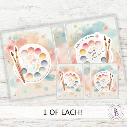 PAINT YOUR DREAMS Sticker Album || Sleeve Album, Art Lover's Gift, Artist Sticker Album, Paint Palette