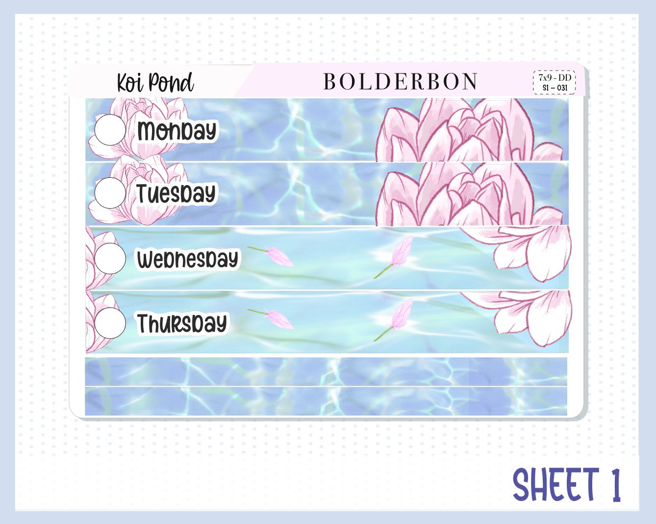 KOI POND "7x9 Daily Duo" || Weekly Planner Sticker Kit for Erin Condren
