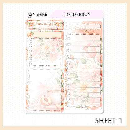 MAY A5 Notes Kit || Peach Blossom, Planner Sticker Kit for Erin Condren Planners