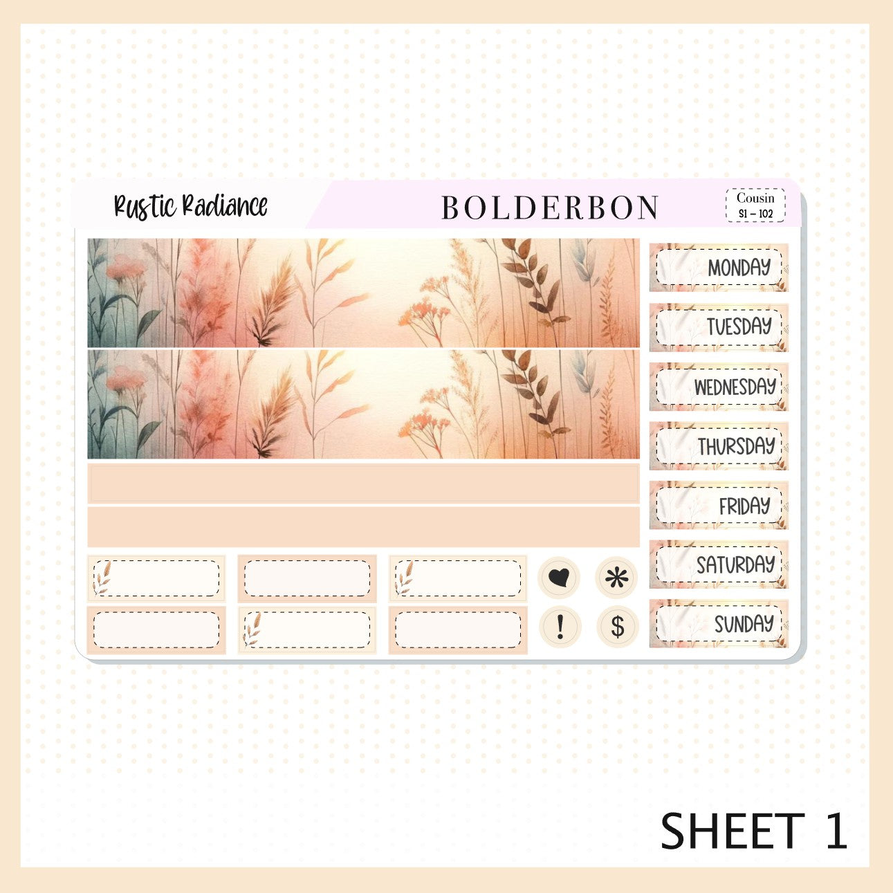 RUSTIC RADIANCE Hobonichi Cousin || Planner Sticker Kit