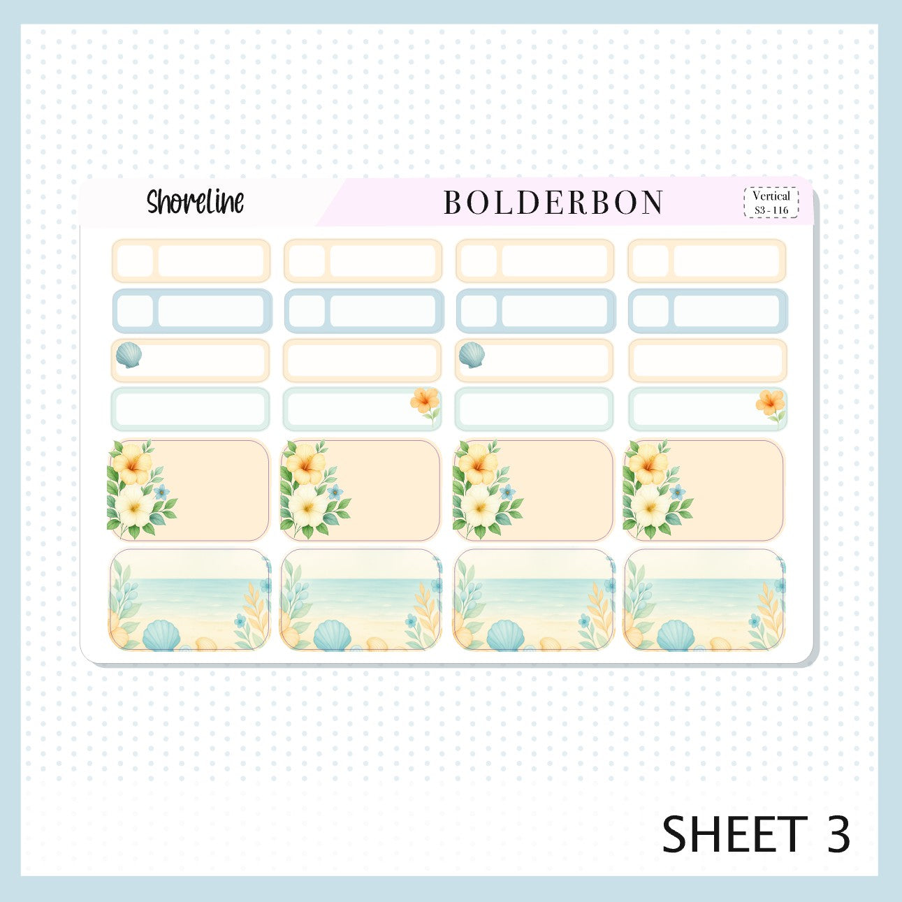 SHORELINE 7x9 Vertical Sticker Kit || Coastal Beach and Nautical Vibe Planner Stickers