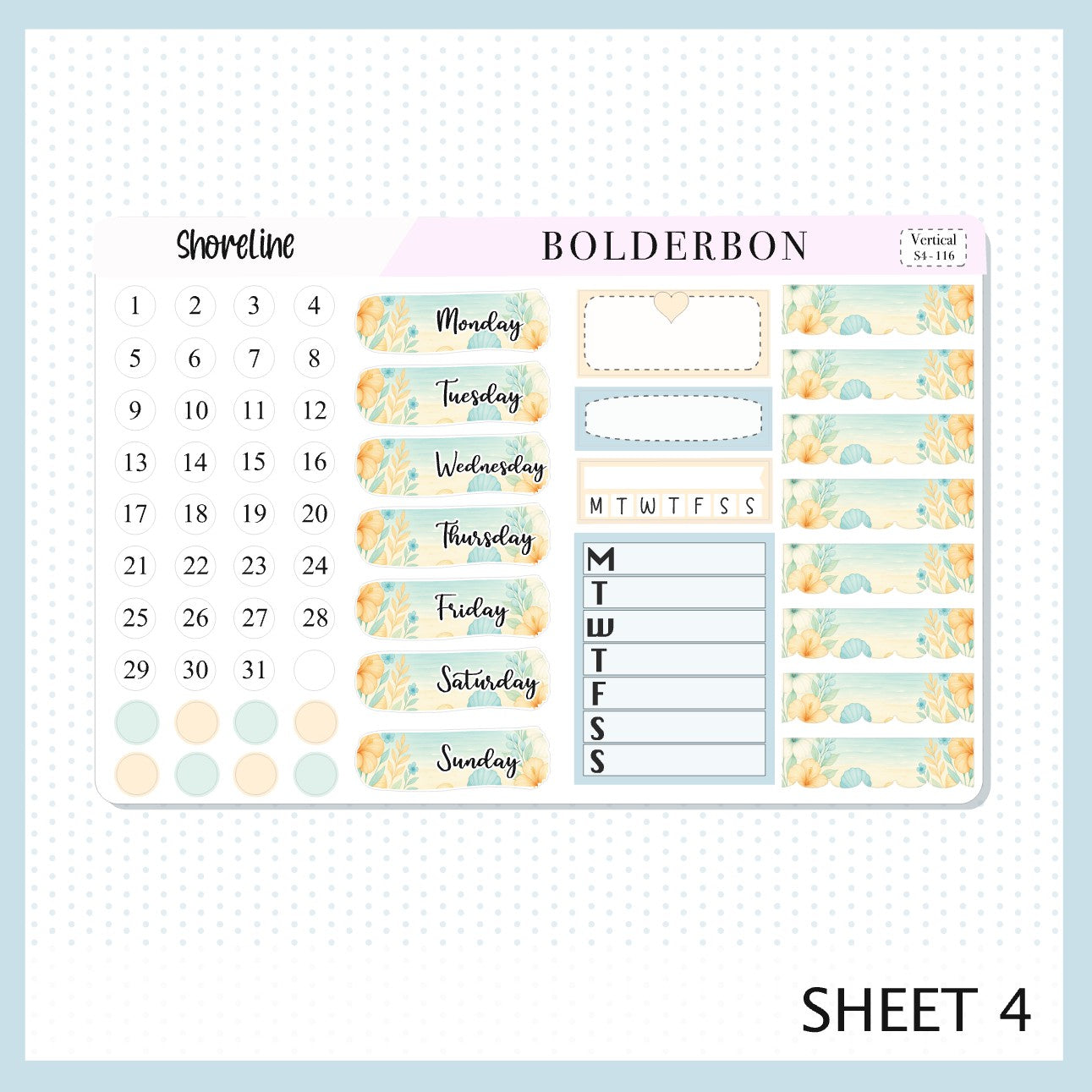 SHORELINE 7x9 Vertical Sticker Kit || Coastal Beach and Nautical Vibe Planner Stickers