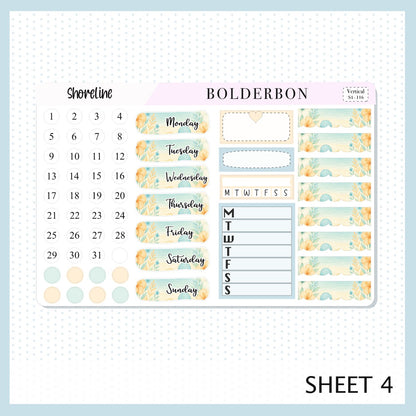 SHORELINE 7x9 Vertical Sticker Kit || Coastal Beach and Nautical Vibe Planner Stickers