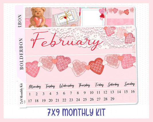 FEBRUARY 7x9 Monthly Sticker Kit || Sweet Love, Valentine's