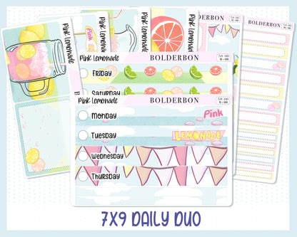 PINK LEMONADE "7x9 Daily Duo" || Weekly Planner Sticker Kit for Erin Condren