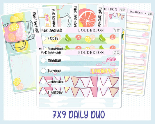 PINK LEMONADE "7x9 Daily Duo" || Weekly Planner Sticker Kit for Erin Condren