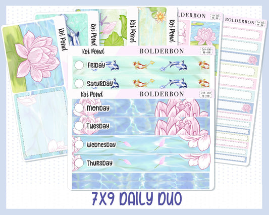 KOI POND "7x9 Daily Duo" || Weekly Planner Sticker Kit for Erin Condren