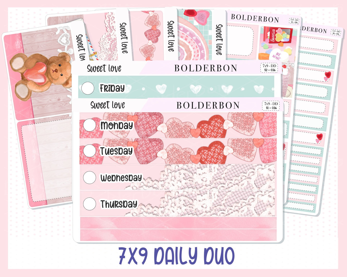 SWEET LOVE 7x9 Daily Duo || Planner Sticker Kit for Erin Condren
