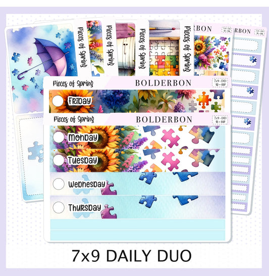PIECES OF SPRING 7x9 Daily Duo || Planner Sticker Kit for Erin Condren