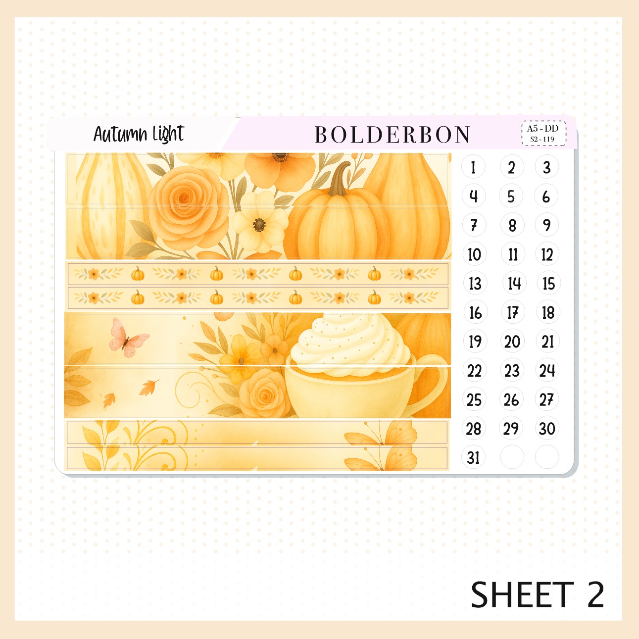 AUTUMN LIGHT A5 Daily Duo || Planner Sticker Kit