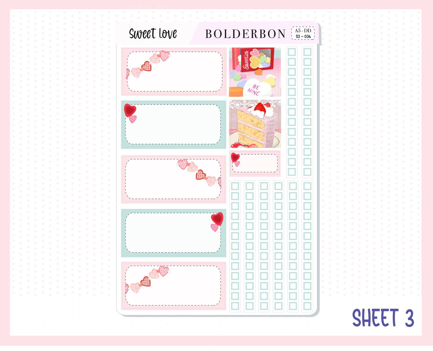 SWEET LOVE || A5 Daily Duo Planner Sticker Kit