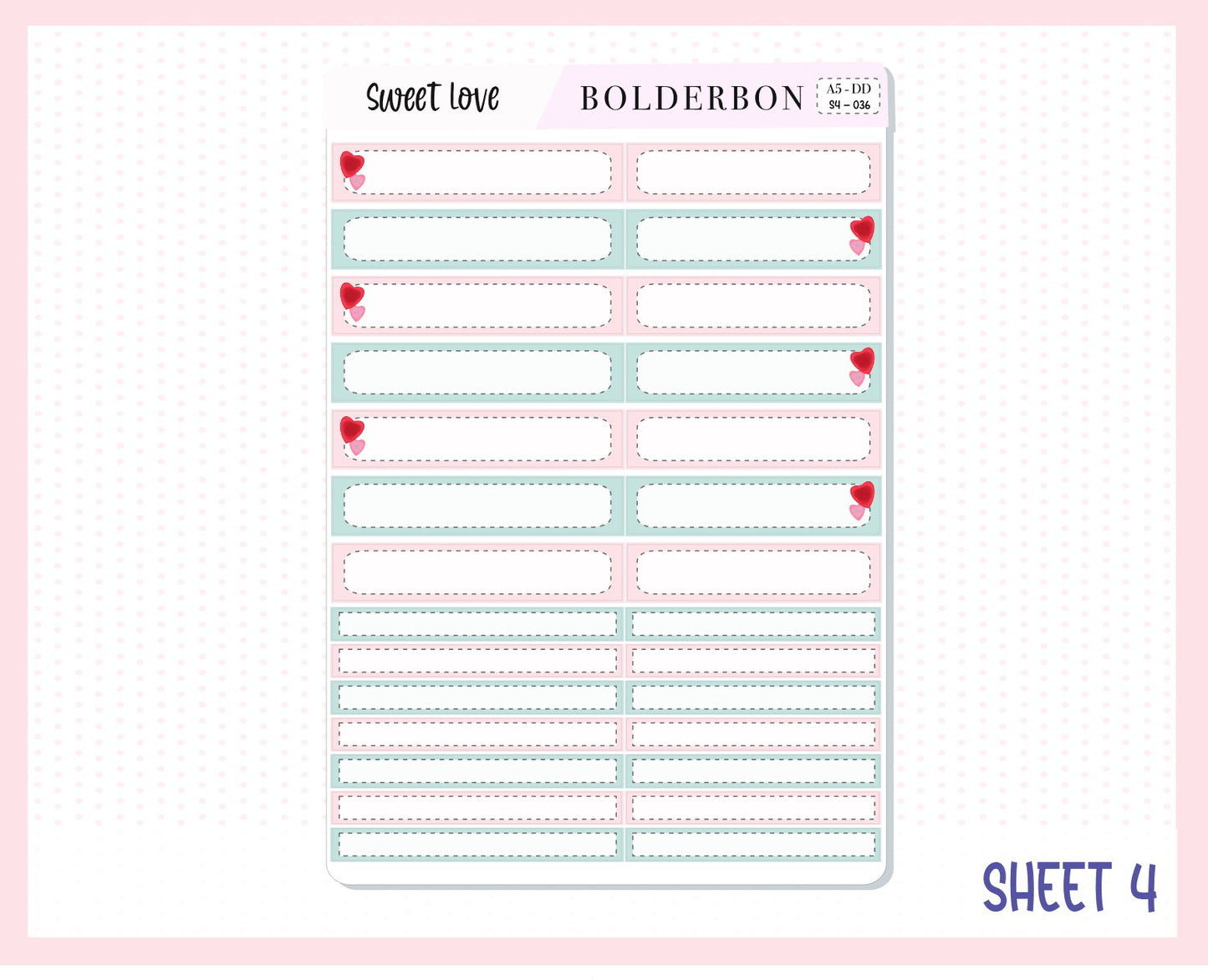 SWEET LOVE || A5 Daily Duo Planner Sticker Kit