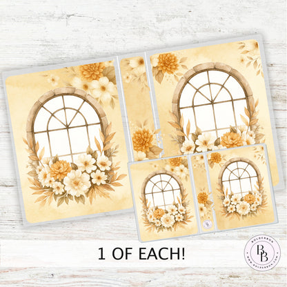FALL VIEW Sticker Album || Sleeve Album, Sticker Lover's Gift, Window Floral Planner Sticker Organizer, Golden Flower Storage Book, Reusable Sticker Binder
