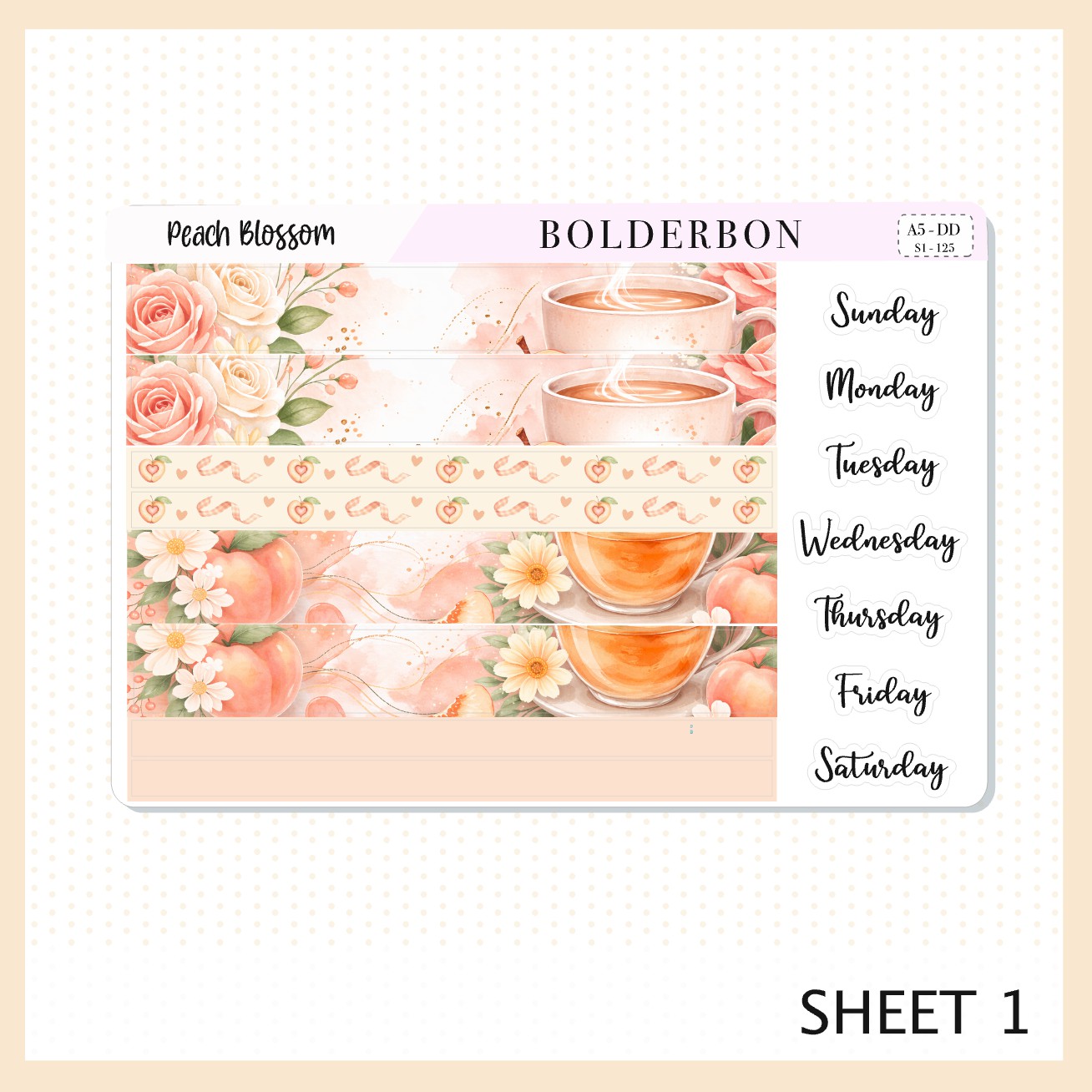 PEACH BLOSSOM A5 Daily Duo || EC Planner Sticker Kit