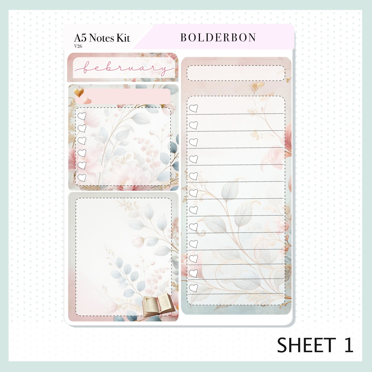 FEBRUARY A5 Notes Kit || Timeless Tales, Planner Sticker Kit for Erin Condren Planners