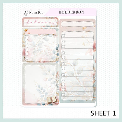 FEBRUARY A5 Notes Kit || Timeless Tales, Planner Sticker Kit for Erin Condren Planners