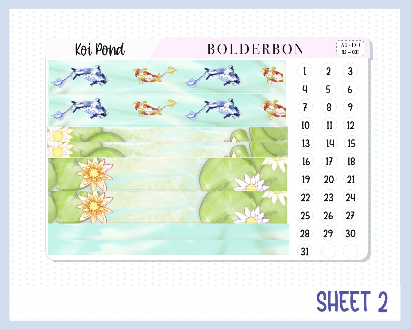 KOI POND || A5 Daily Duo Planner Sticker Kit