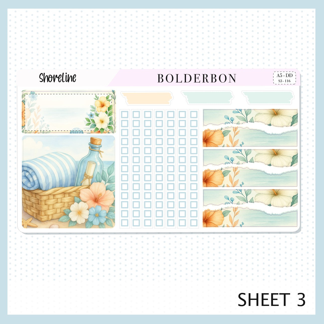 SHORELINE A5 Daily Duo ||  Planner Sticker Kit