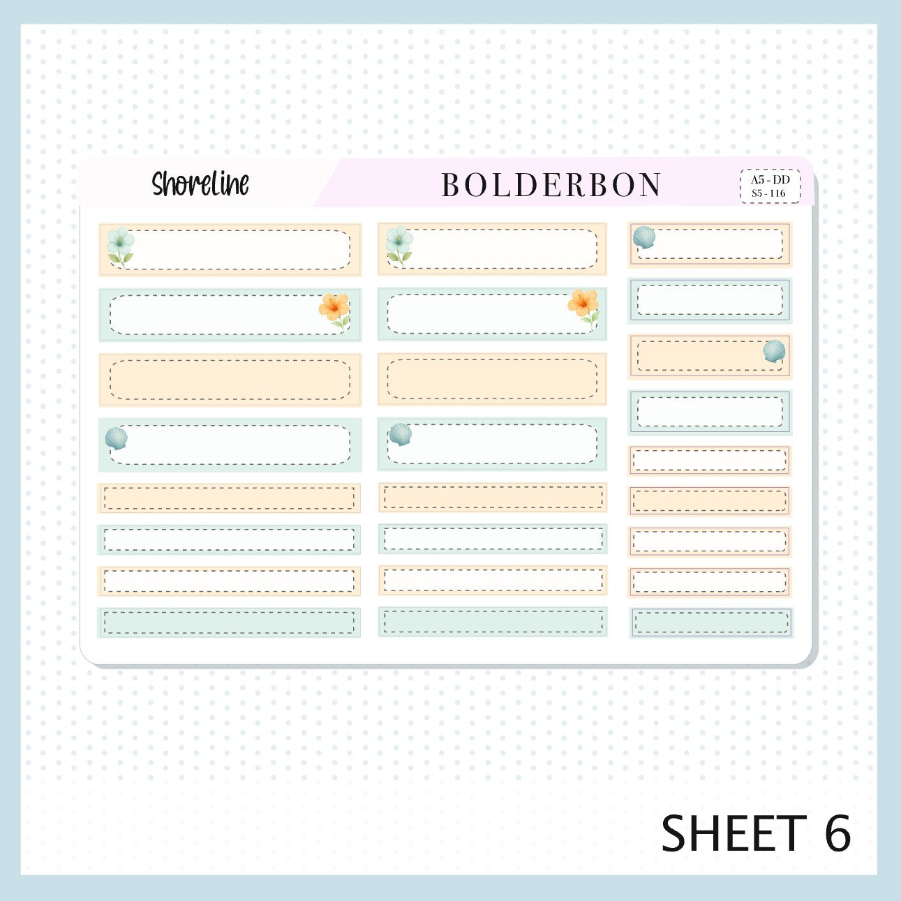 SHORELINE A5 Daily Duo ||  Planner Sticker Kit