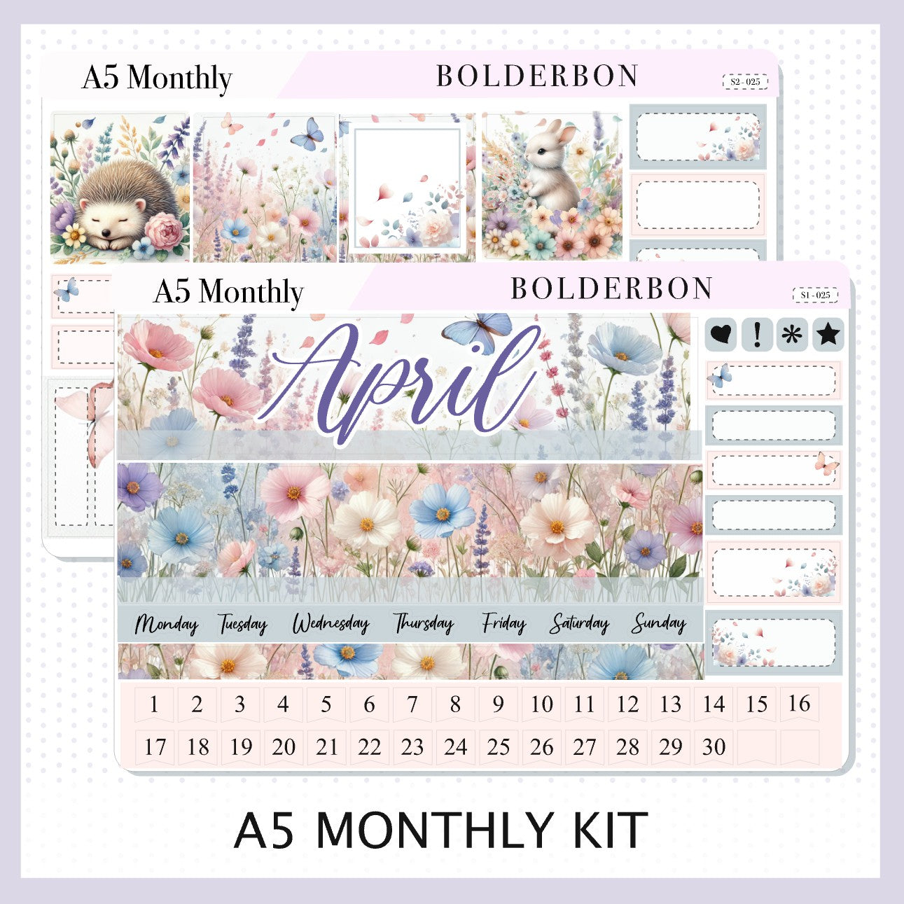 APRIL A5 MONTHLY KIT || Planner Stickers for Erin Condren || Spring Dream
