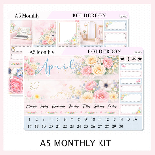 APRIL A5 MONTHLY KIT || Planner Stickers for Erin Condren