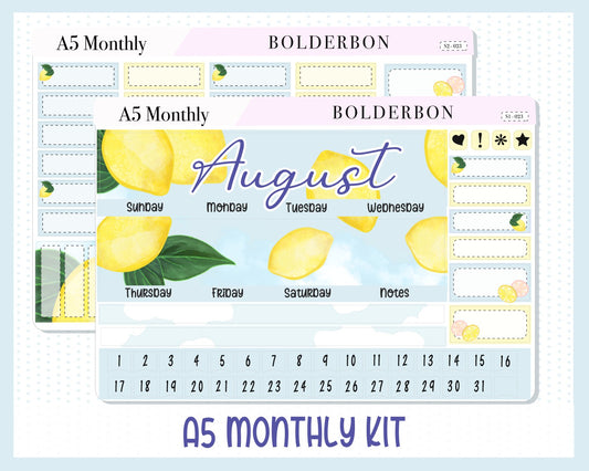 AUGUST A5 MONTHLY || Planner Sticker Kit