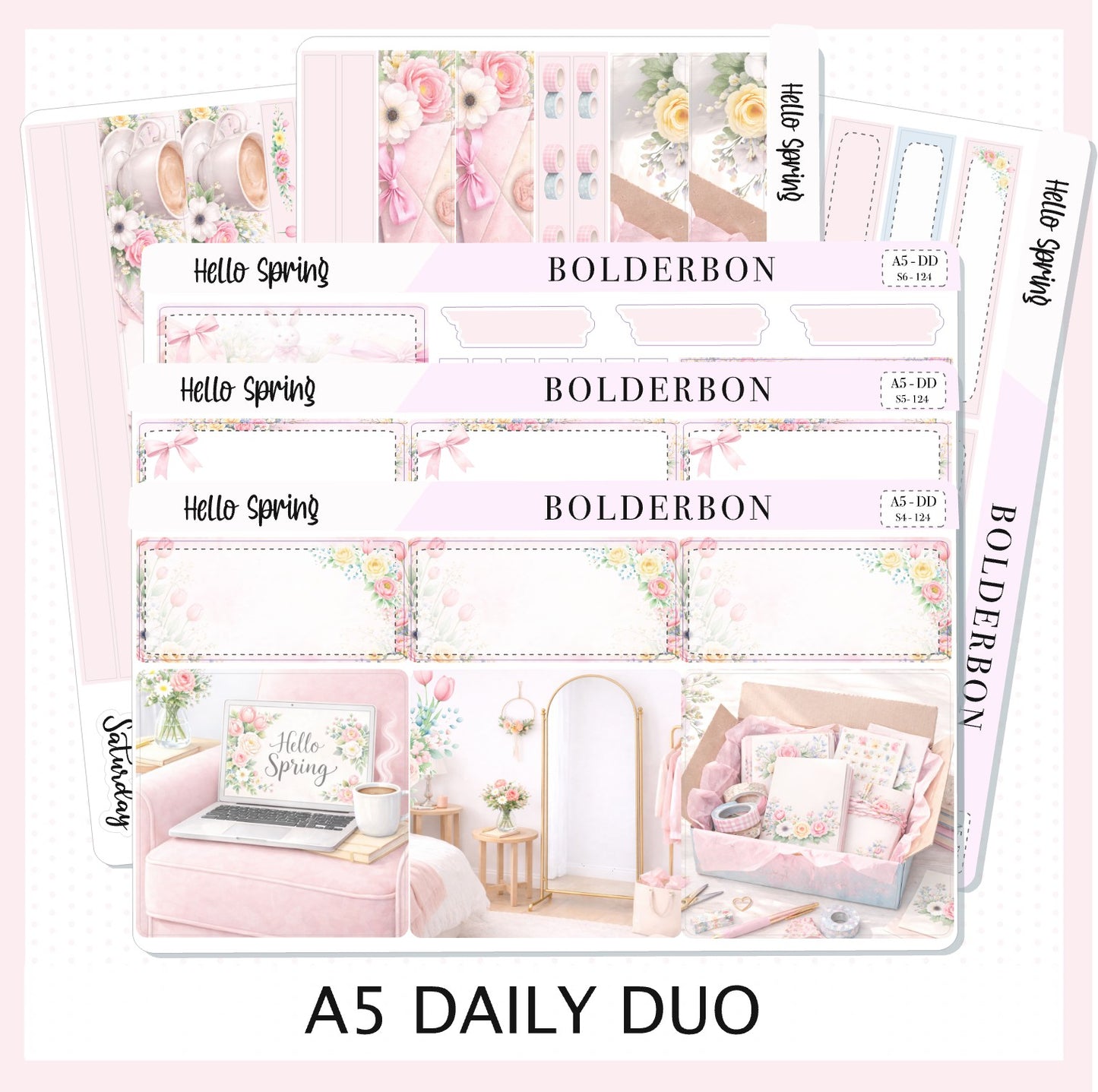 PEACH BLOSSOM A5 Daily Duo || EC Planner Sticker Kit
