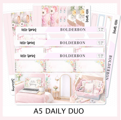PEACH BLOSSOM A5 Daily Duo || EC Planner Sticker Kit