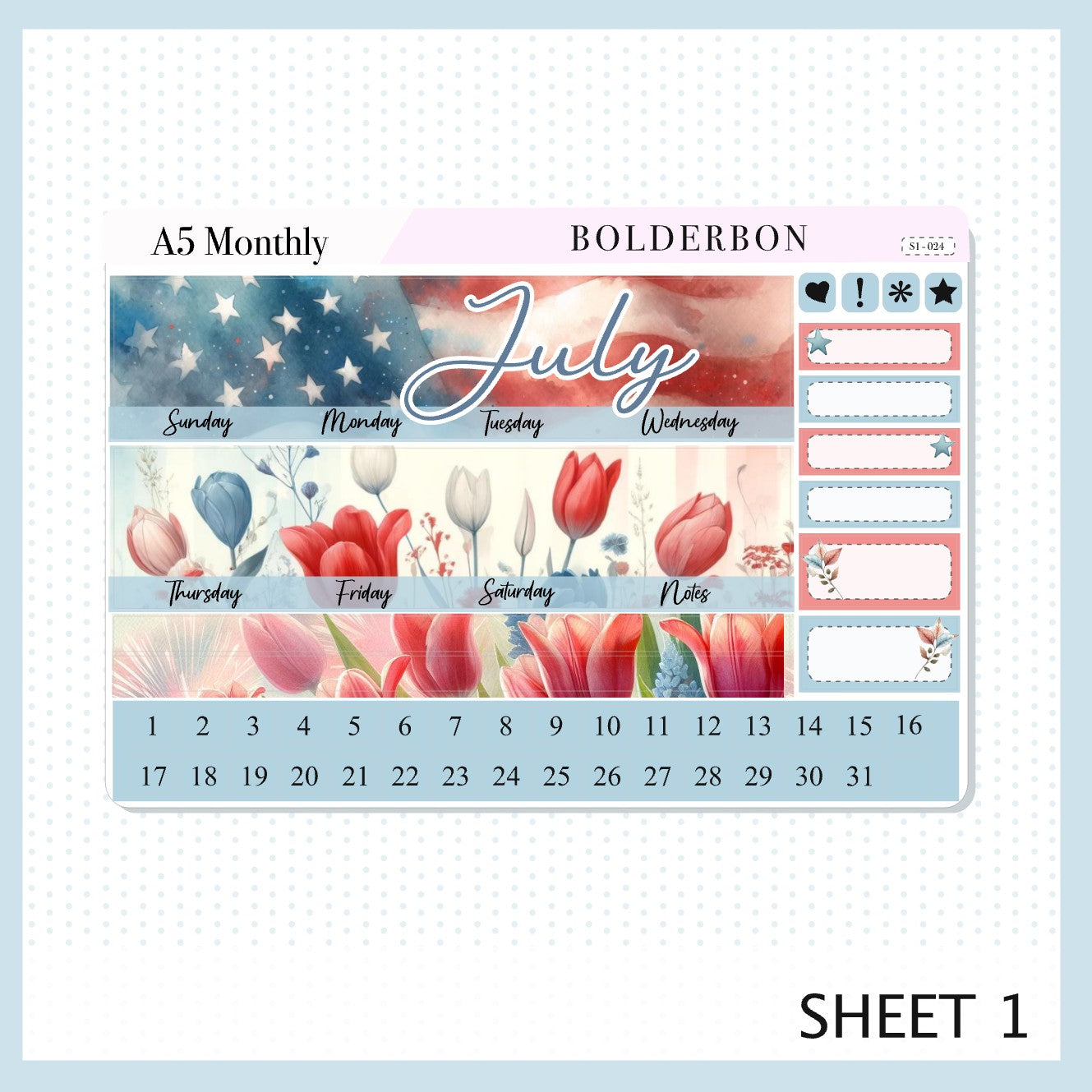 JULY A5 MONTHLY KIT || Planner Stickers for Erin Condren