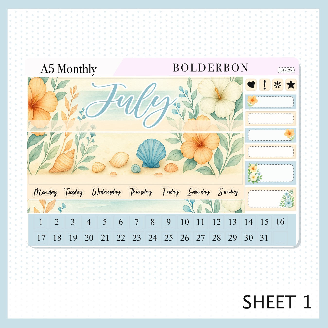 JULY A5 MONTHLY KIT || Planner Stickers for Erin Condren