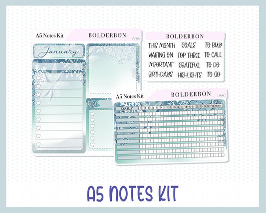 JANUARY - A5 NOTES KIT || Planner Sticker Kit, Midnight Frost, Winter