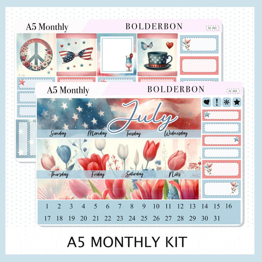 JULY A5 MONTHLY KIT || Planner Stickers for Erin Condren