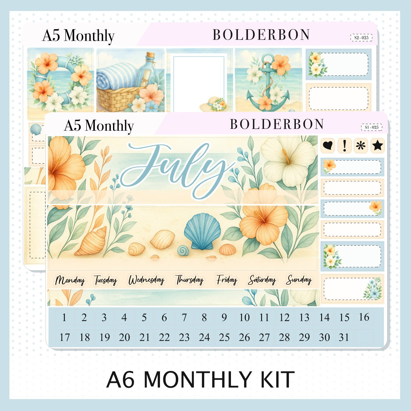 JULY A5 MONTHLY KIT || Planner Stickers for Erin Condren