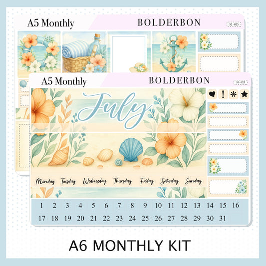 JULY A5 MONTHLY KIT || Planner Stickers for Erin Condren