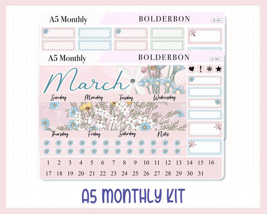 MARCH A5 MONTHLY KIT || Planner Stickers for Erin Condren