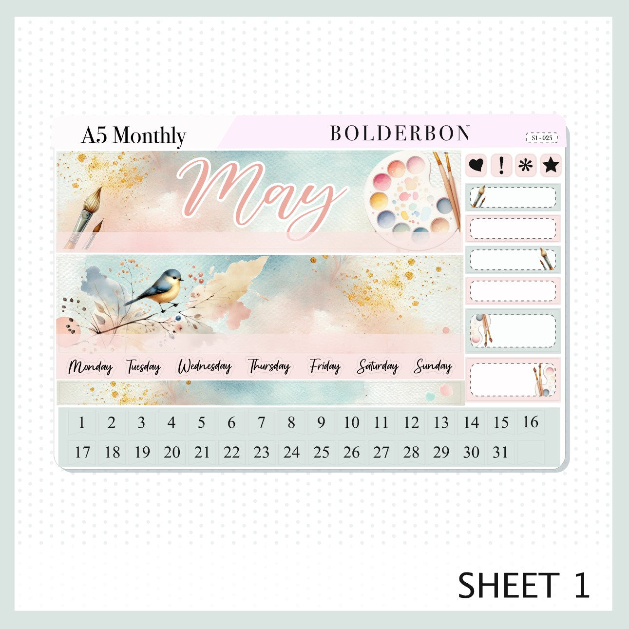 MAY A5 MONTHLY KIT || Painter's Palette Planner Stickers for Erin Condren