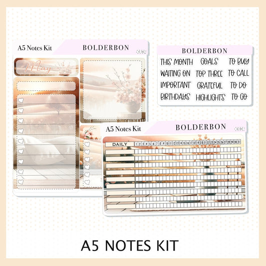 MAY - A5 NOTES KIT || Compact Vertical, A5 Daily Duo, A5 Horizontal, Planner Stickers